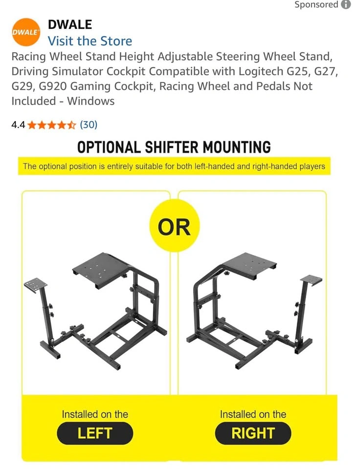 Racing Wheel Stand, Height Adjustable for Logitech G25/27/29/920 - photo 2