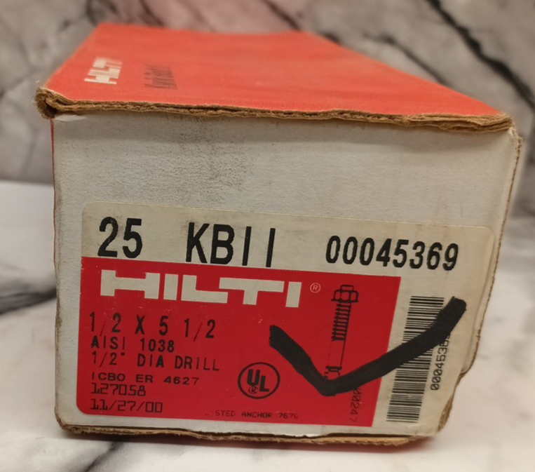 Hilti Kwik Bolt II Wedge Anchors - 1/2" x 5-1/2", 25 pcs