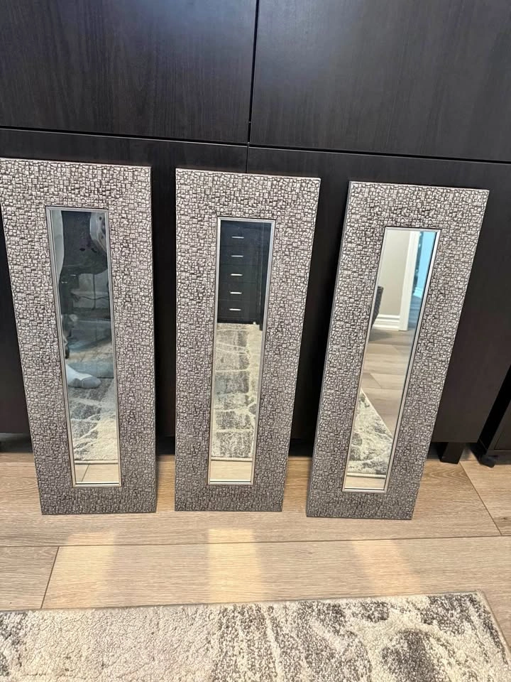 Set of 3 Textured Mosaic Framed Mirrors