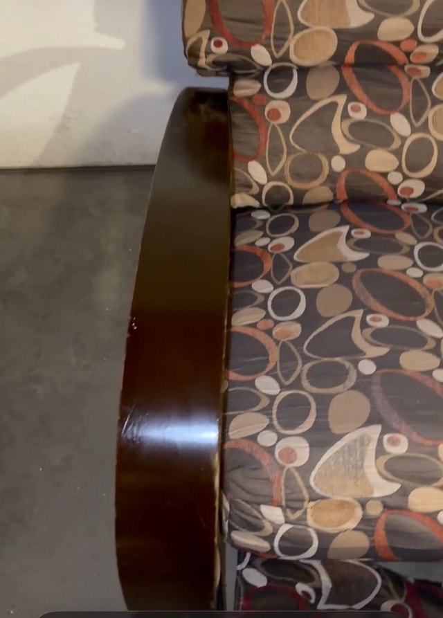 Pair of Reclining Lounge Chairs with Curved Wood Arms - photo 5