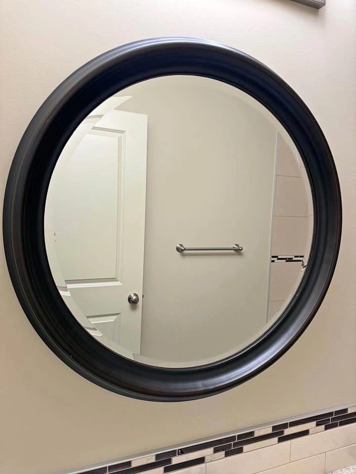 Wood Round Mirror