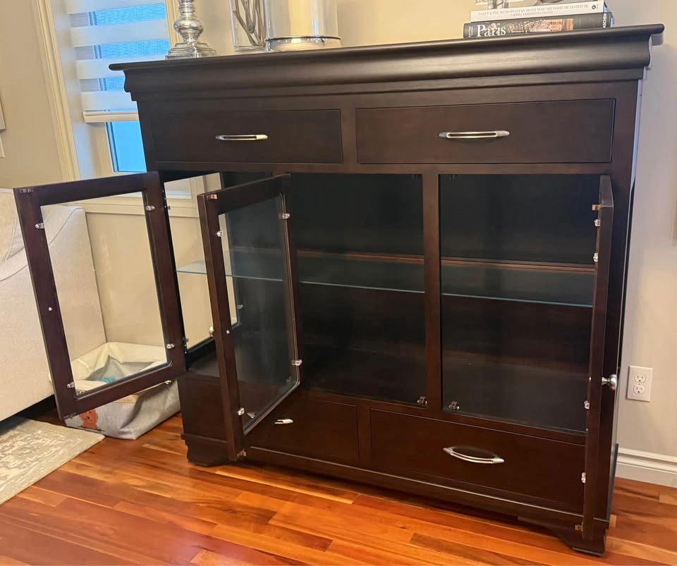 Maple Wood Display Cabinet with Glass Doors - photo 2