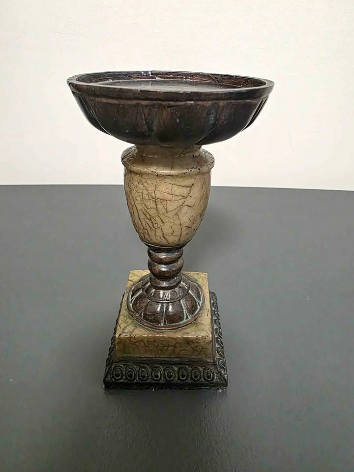 Small Brown Ornate Pillar Candle Holder