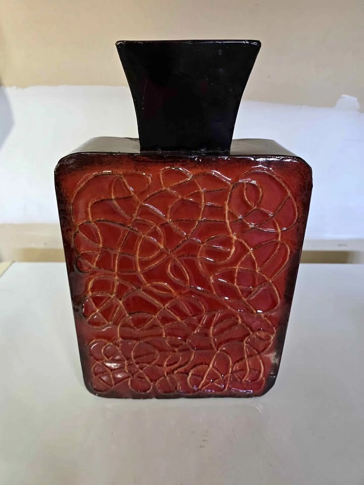 15" Metal Burnt Orange Vase