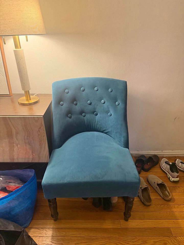 Blue velvet chair