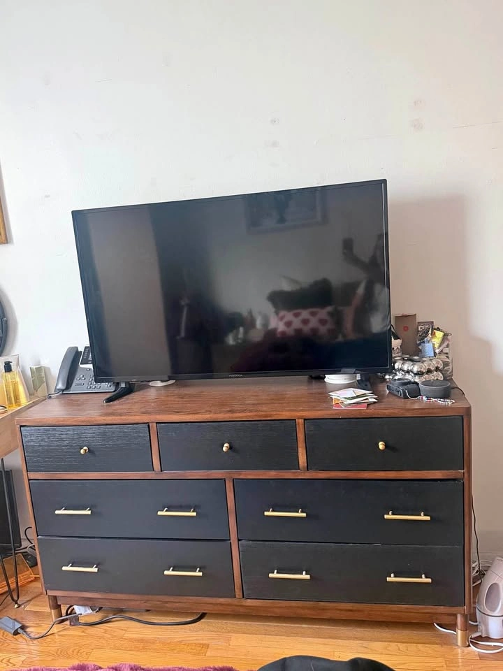 Walnut and black dresser