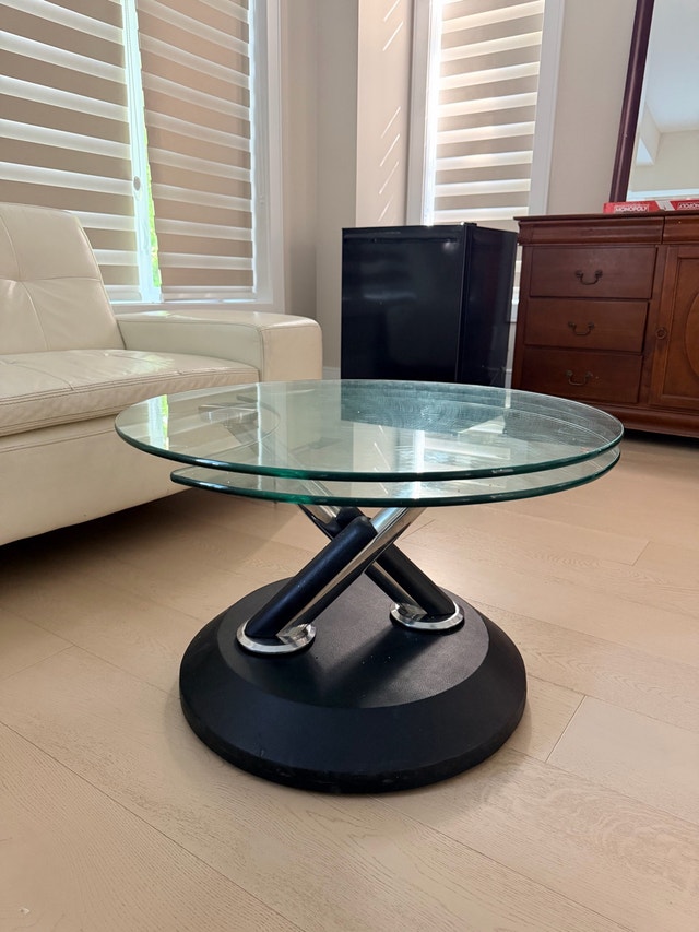 Space Age Glass Coffee Table with Double Swivel Top, 1980s - photo 2