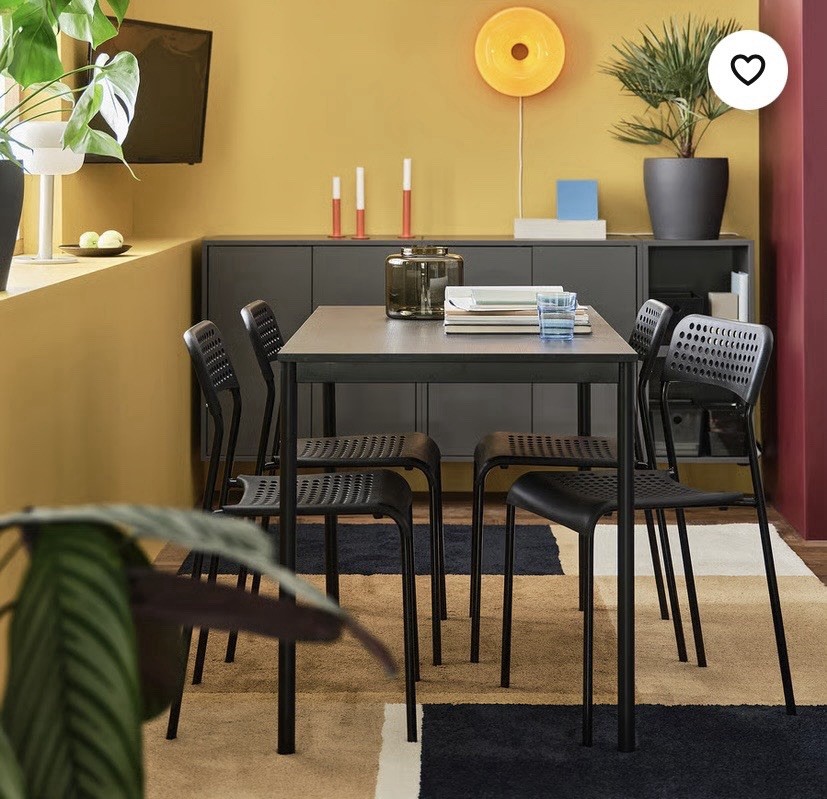 IKEA SANDSBERG Black Dining Table 43 1/4 x 26 3/8 in