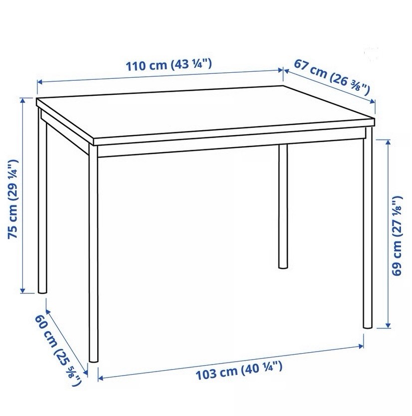 IKEA SANDSBERG Black Dining Table 43 1/4 x 26 3/8 in - photo 2