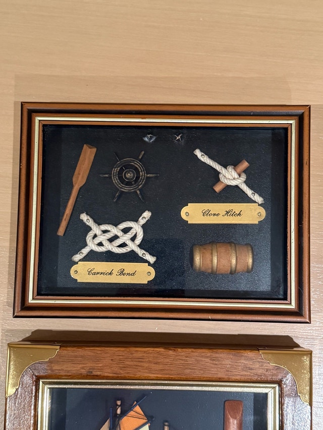 Nautical Decor Framed Knots Model Boats Shadow Box Art - photo 3