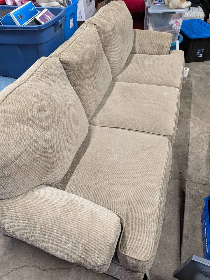 Beige 3-Seat Sofa Couch - photo 2