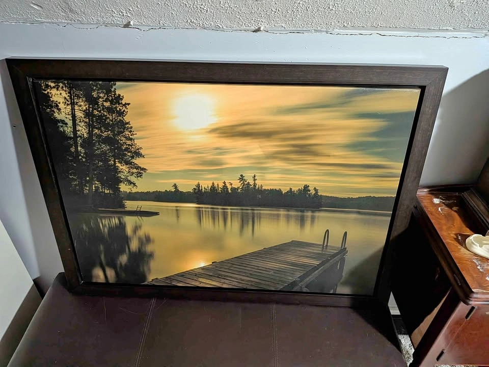 Large Framed Lake / Dock Wall Art