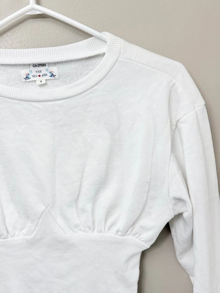 White Crop Top Sweatshirt Women's Small - photo 3