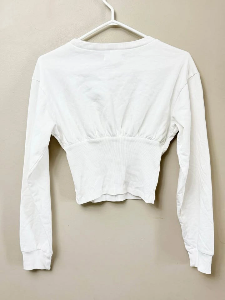 White Crop Top Sweatshirt Women's Small - photo 5