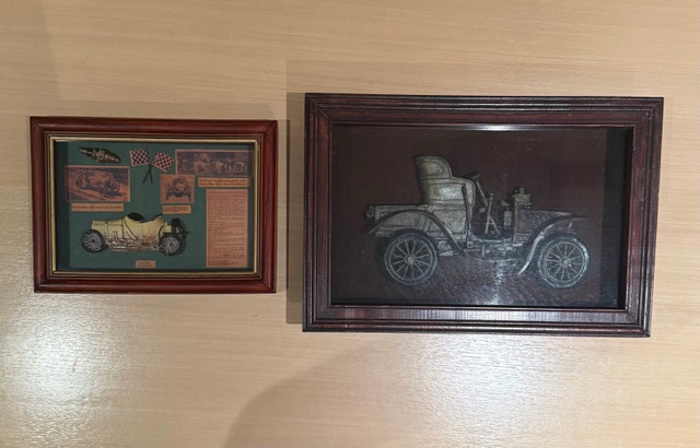 Set of 2 Framed Vintage Car Art Pieces