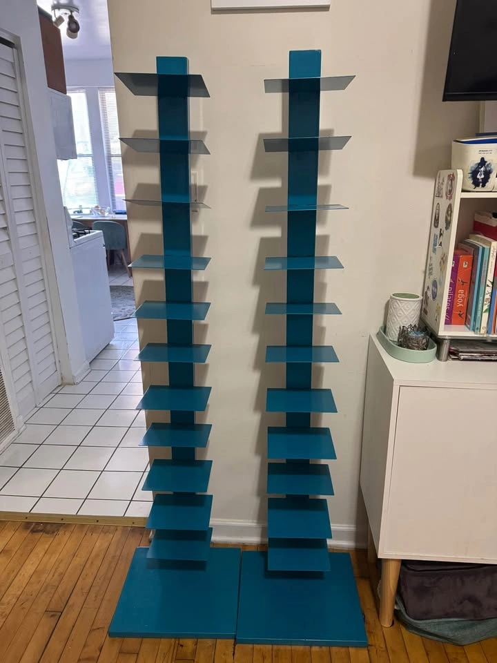 Spine Tower Bookshelves / Vertical Bookcases (Set of 2)