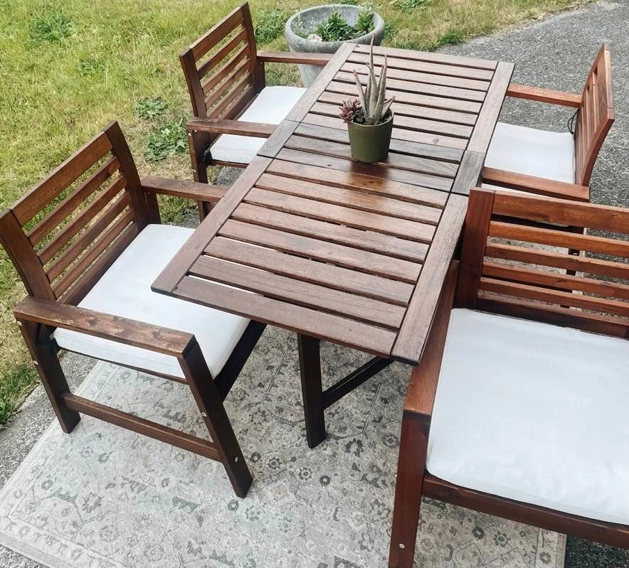 IKEA APPLARÖ Patio Set – 4 Armchairs + Gateleg Table + Cushions - photo 2