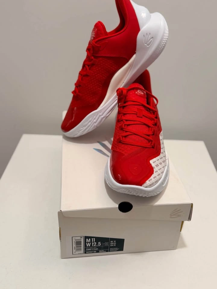 Under Armour Curry 11 Team Basketball Shoes - Red/White - Men's - photo 2