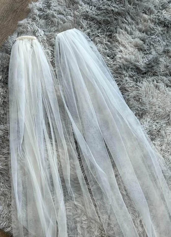 Raw edge Fingertip Veil Soft white & ivory - photo 2