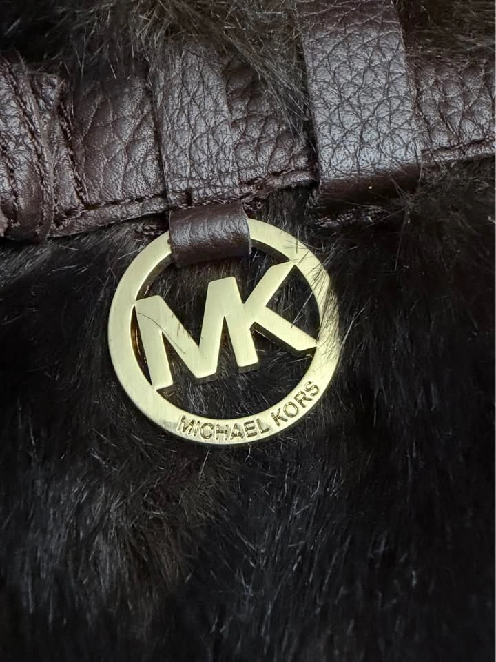 MK Brown Leather & Faux Fur Heeled Boots - Size 7 - photo 4