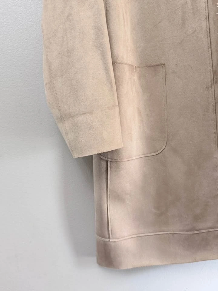 Catherine Malandrino Faux Suede Lace Longline Coat Medium - photo 5