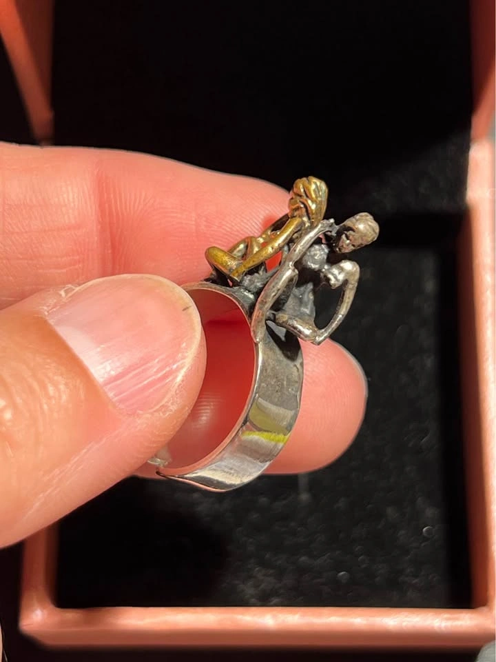 925 Sterling Silver Ring Couple Figures - photo 2