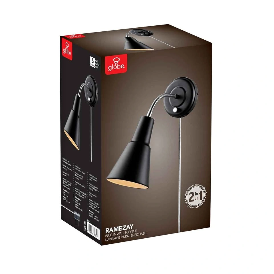 Globe Electric Ramezay Black Wall Sconce - Plug-In/Hardwire