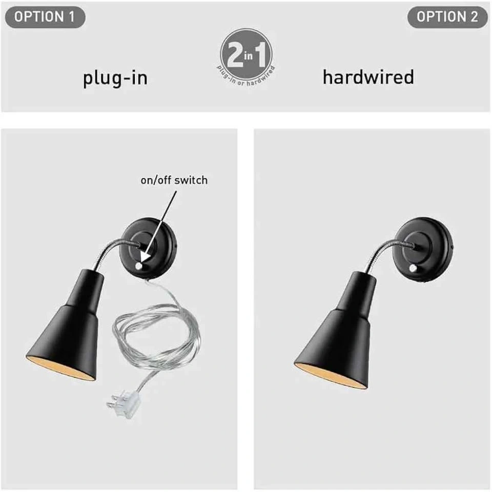 Globe Electric Ramezay Black Wall Sconce - Plug-In/Hardwire - photo 2