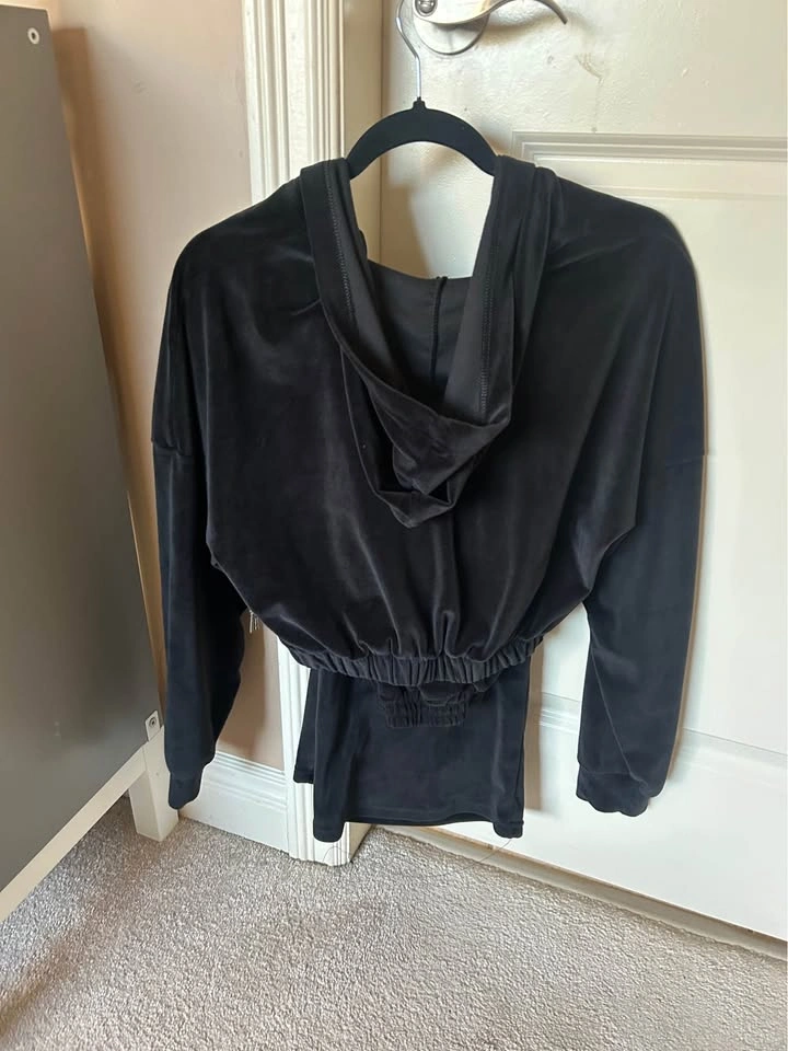 Black Velour Tracksuit Set - photo 2