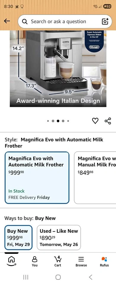 De'Longhi Magnifica Evo Espresso Machine w/ Auto Frother