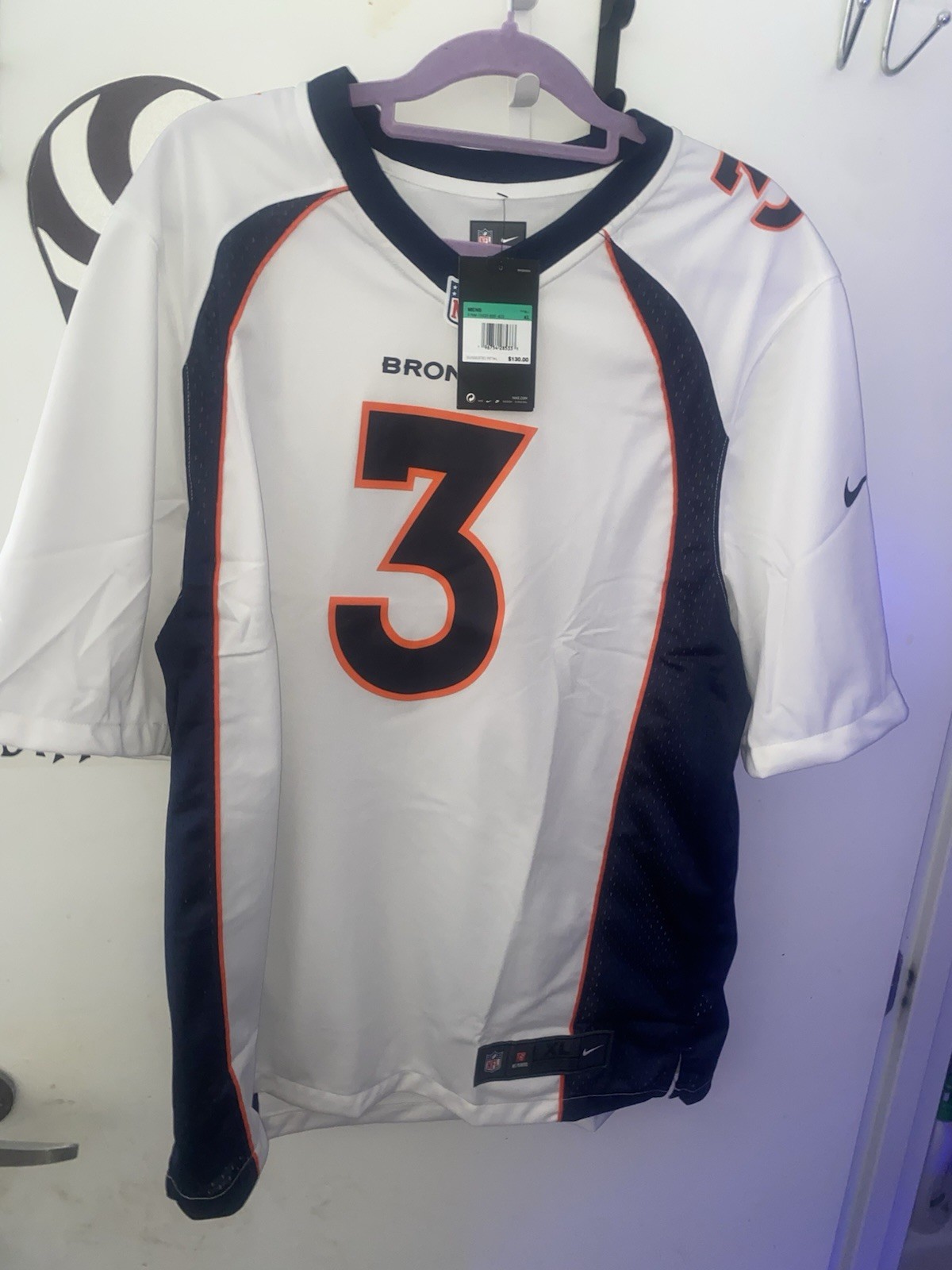 NFL Nike Denver Broncos Russell Wilson White Game Jersey NWT XL - photo 4
