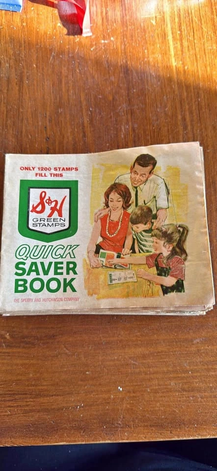 S&H Green Stamp Quick Saver Book with Stamps 1950s MCM Vintage