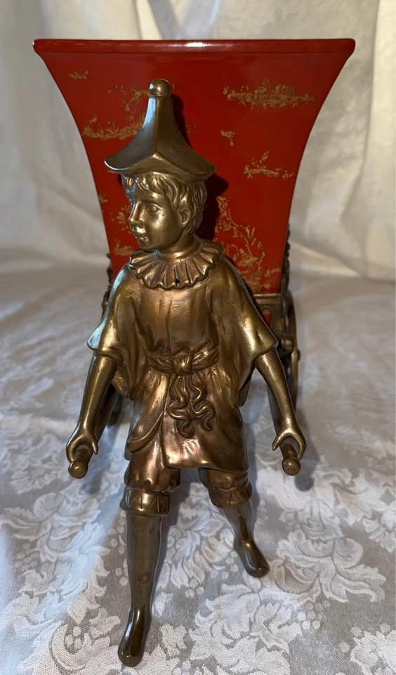 19th Century Chinese Export Ceramic Pot in Bronze Rickshaw - photo 3