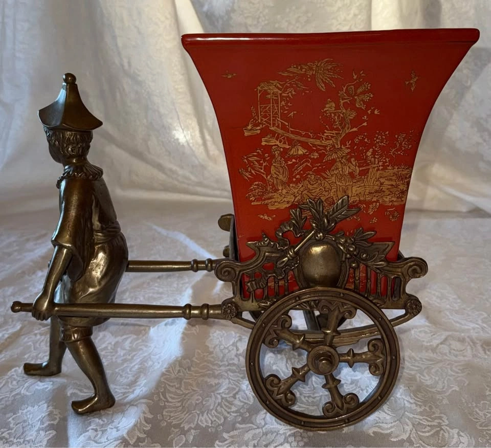 19th Century Chinese Export Ceramic Pot in Bronze Rickshaw - photo 4
