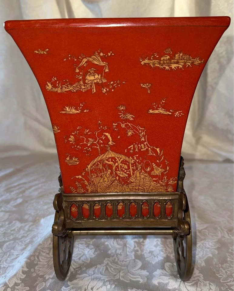 19th Century Chinese Export Ceramic Pot in Bronze Rickshaw - photo 5