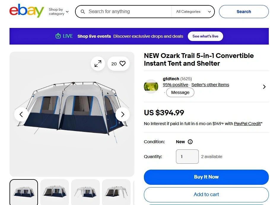 Ozark Trail 8-Person 5-in-1 Convertible Instant Tent