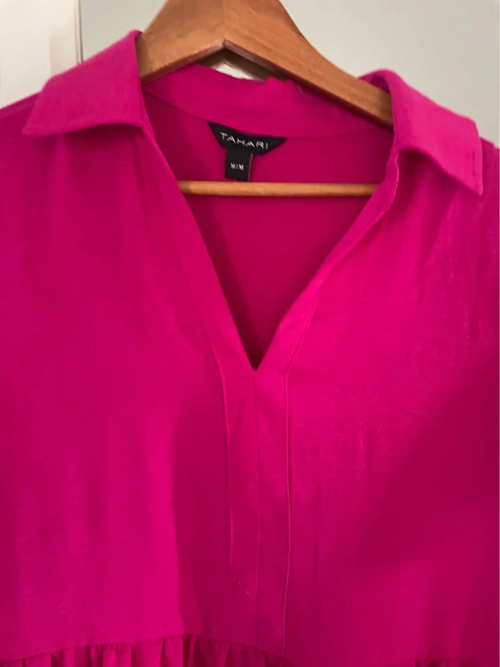 New Tahari Hot Pink Tiered Dress M/M - photo 2
