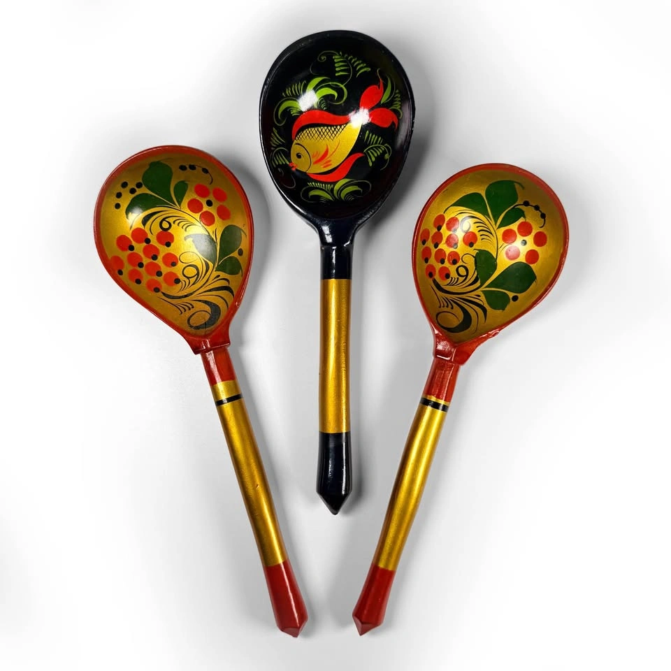 Trio of Russian Khokhloma Spoons - photo 2