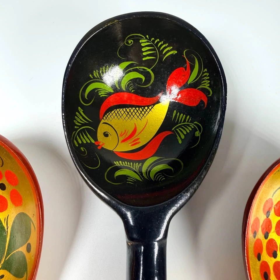 Trio of Russian Khokhloma Spoons - photo 3