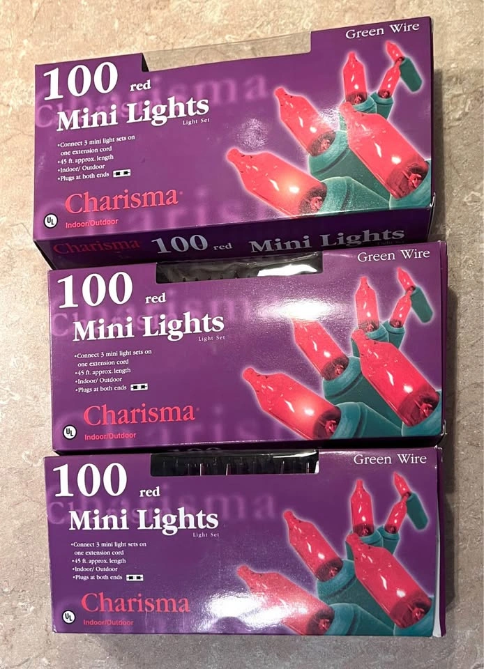 300 Red Mini Lights - 45ft - Indoor/Outdoor - New