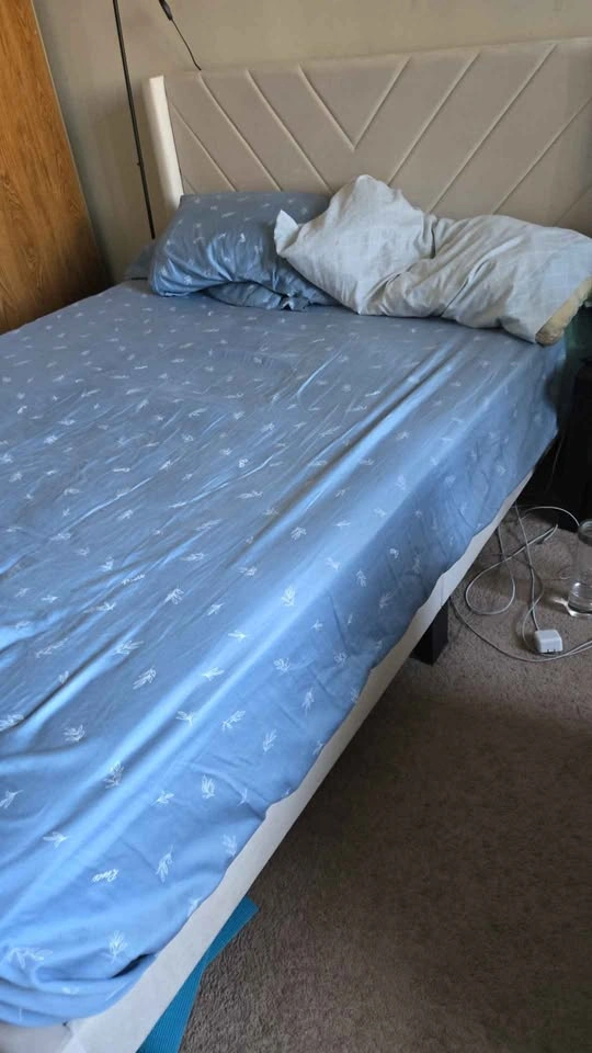 Yaheetech Full Bed Frame w/ Tufted Headboard, Beige + Mattress - photo 5
