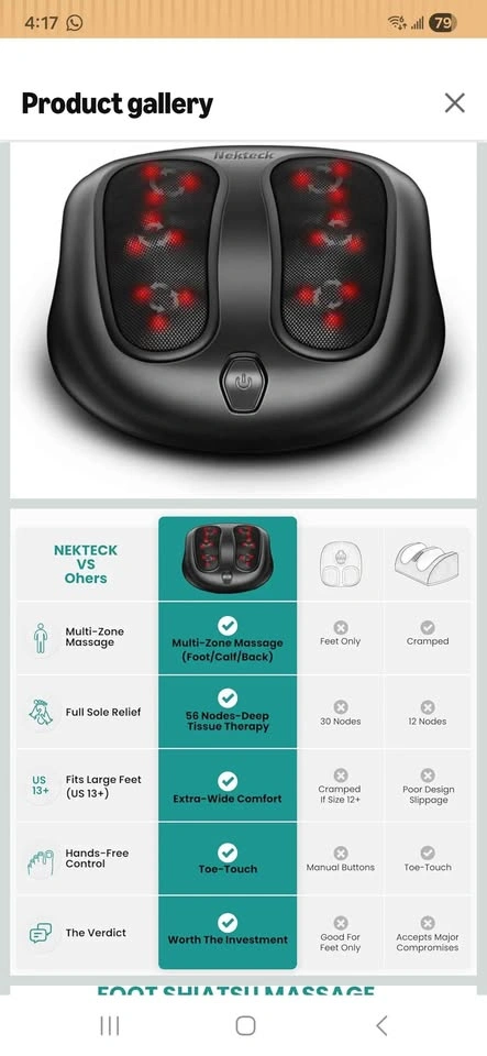 Nekteck Foot Massager with Heat - photo 2