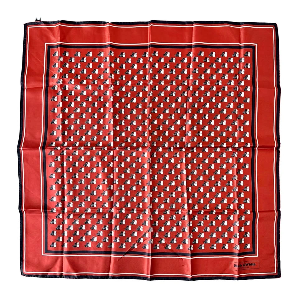 Vintage Black & White Whisky Silk Scarf