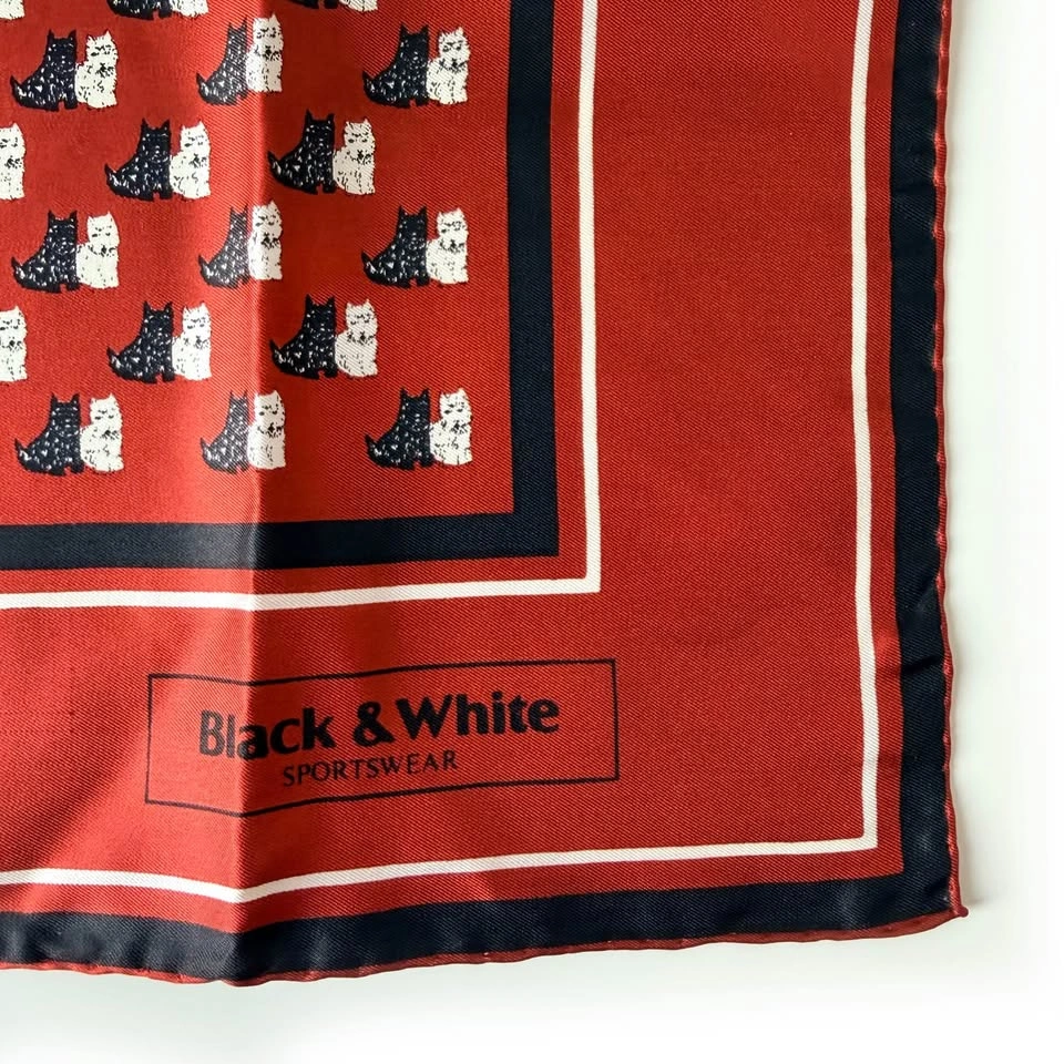 Vintage Black & White Whisky Silk Scarf - photo 3