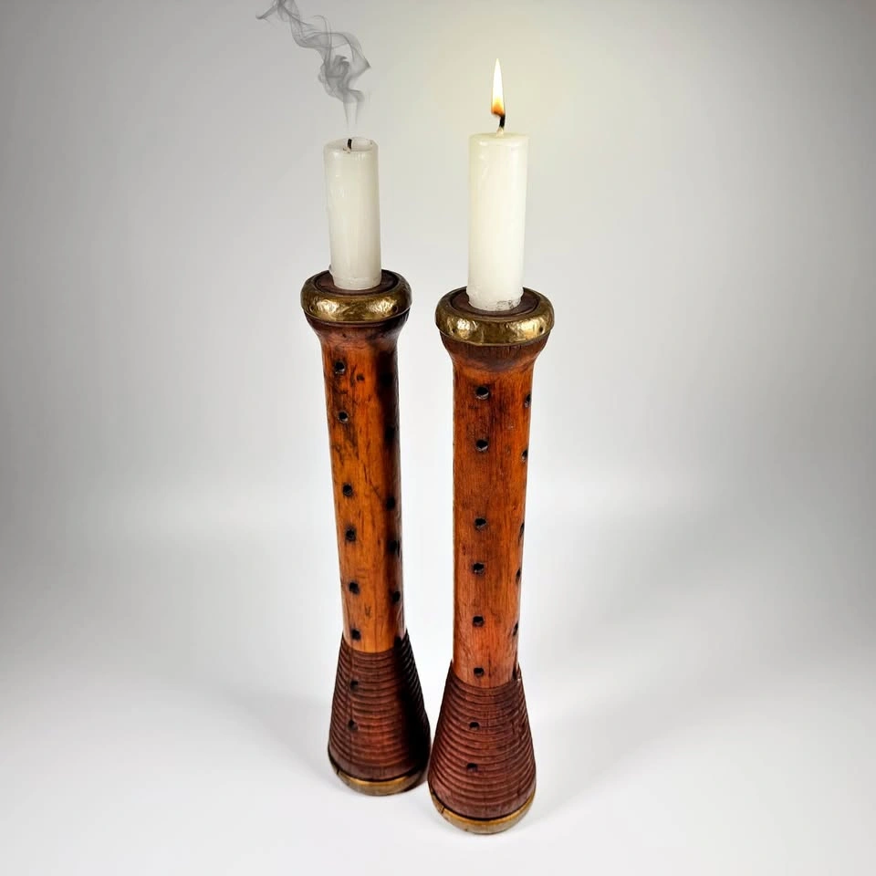 Vintage Industrial Spool Candle Holders