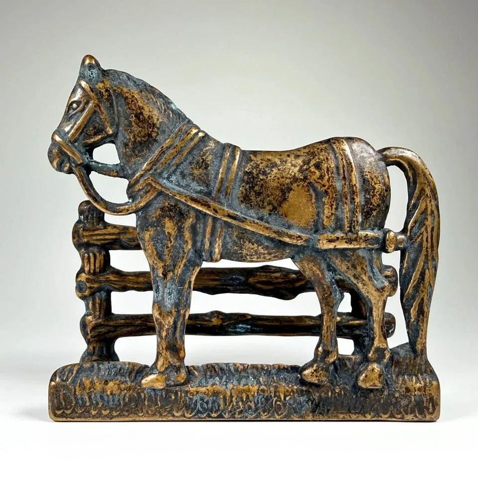 Vintage Brass Horse Napkin Holder