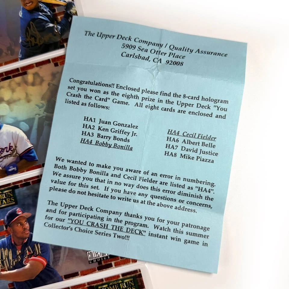 COMPLETE 1994 UD Baseball You Crash The Card Set - photo 2
