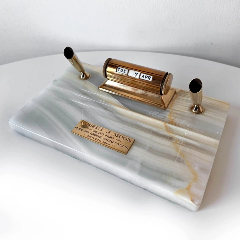 Vintage Onyx Desk Organizer Set