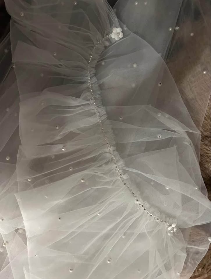 Cathedral Cape Soft White Pearl Veil - photo 4