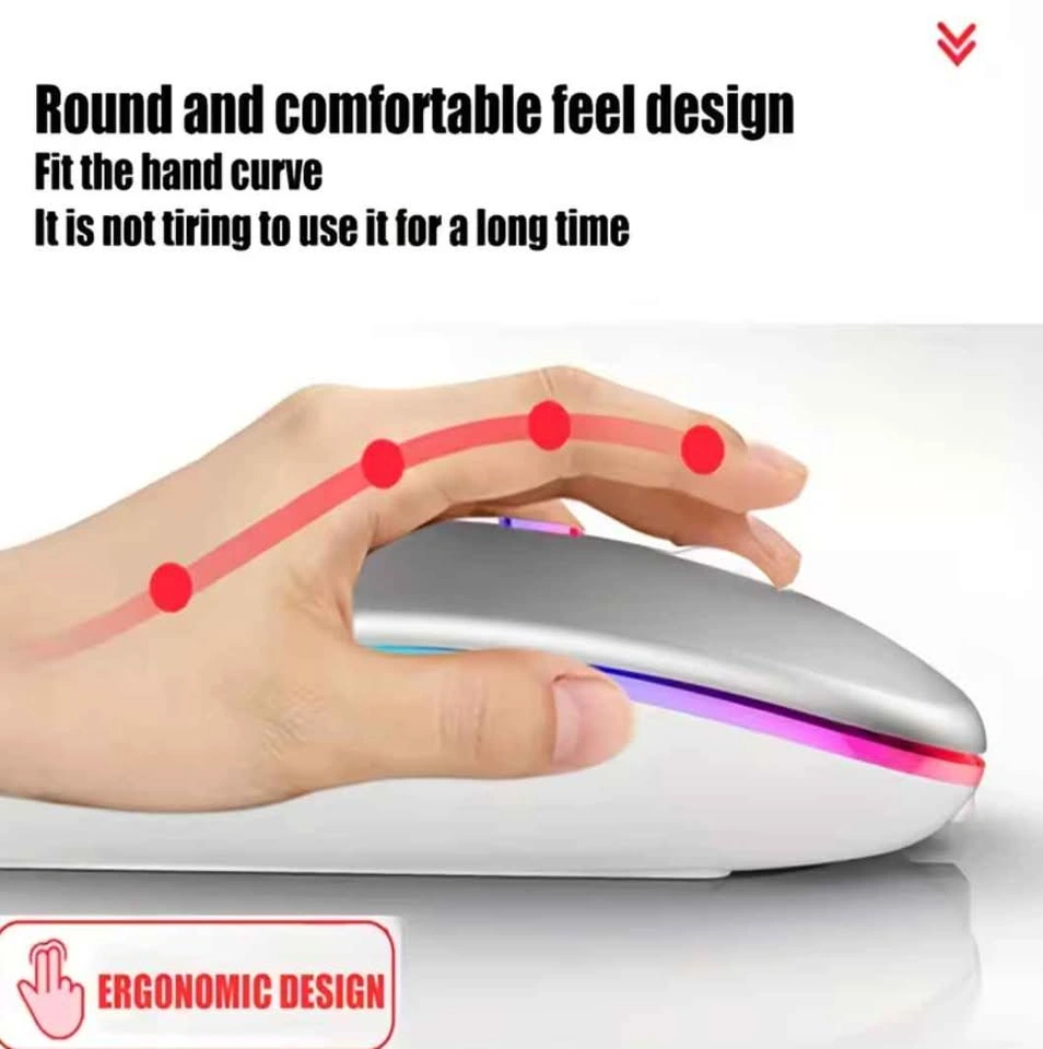 Ergonomic, Wireless, Bluetooth 2.4G Rechargeable LED Mouse - photo 4